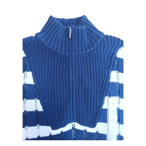 a new day Blue and White Striped Cowl Neck Sweater NWOT - Picture 3 of 7